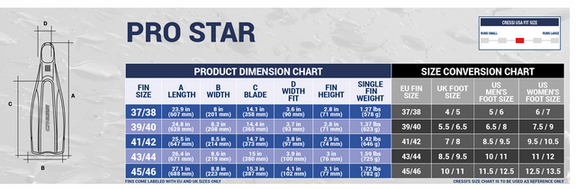 CRESSI Pro Star Fins LAST PRS
